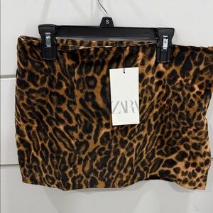 Zara Leopard Print Mini Skirt - Brown & Black